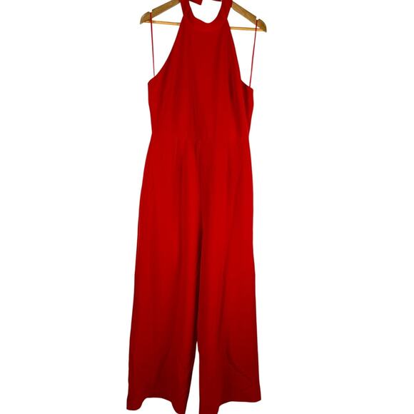 Sugar Lips Bright Red After Hours Backless Halter Jumpsuit with Pockets Size XL - Picture 9 of 10
